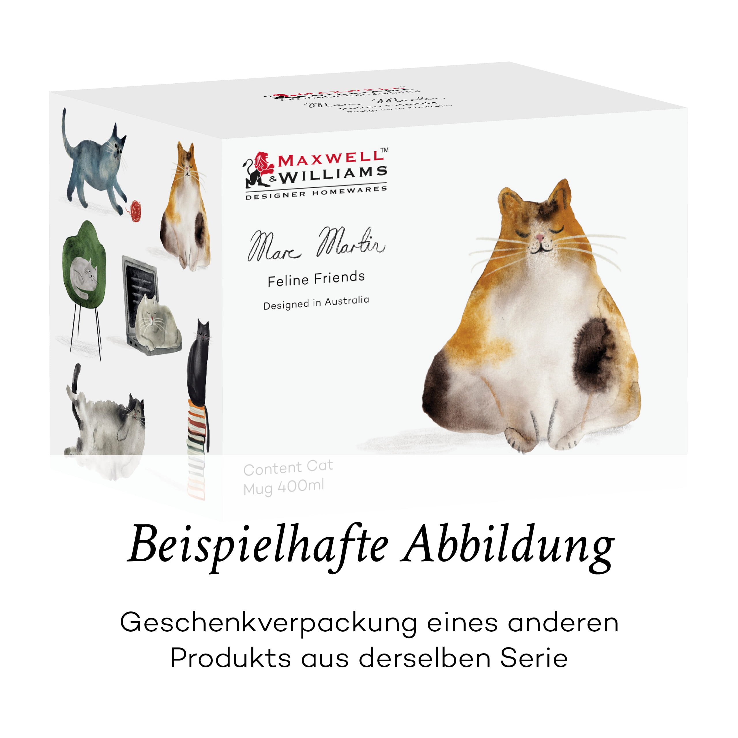 FELINE FRIENDS Becher 400 ml, Well Read Cat, Porzellan, in Geschenkbox